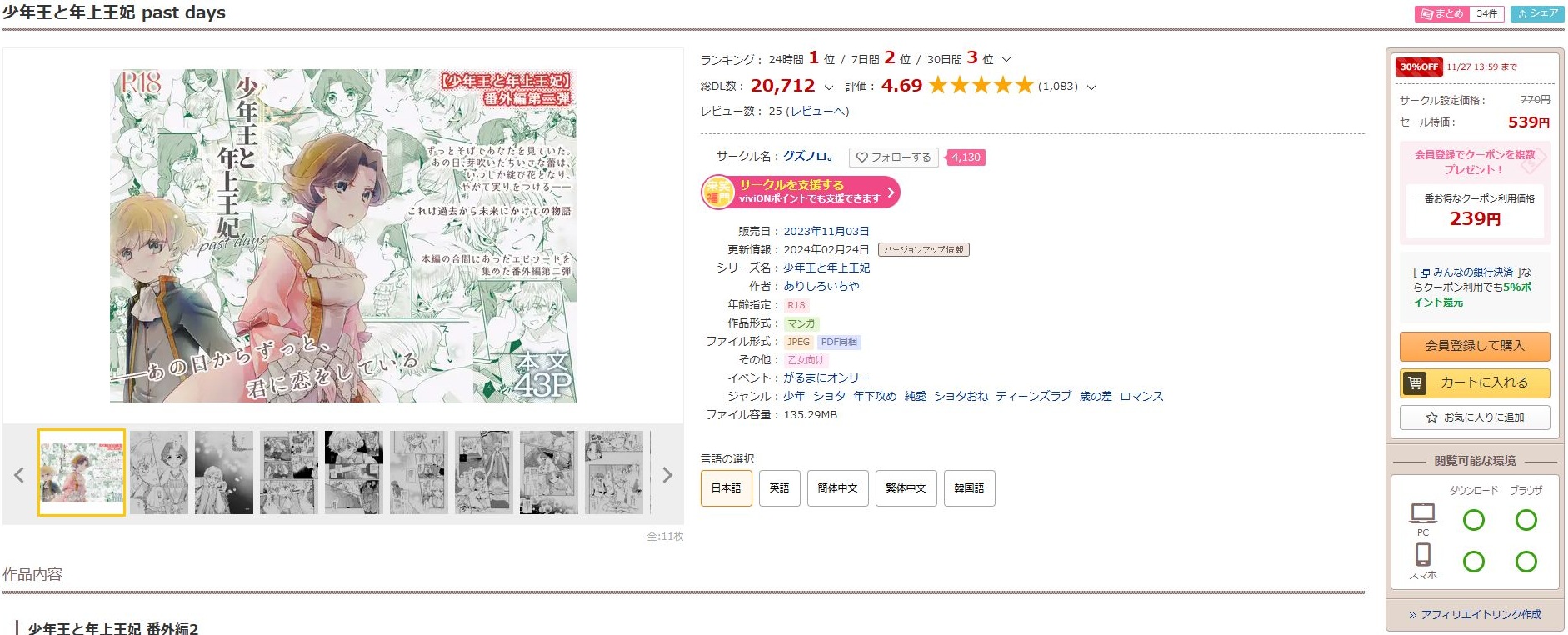 少年王と年上王妃 past days