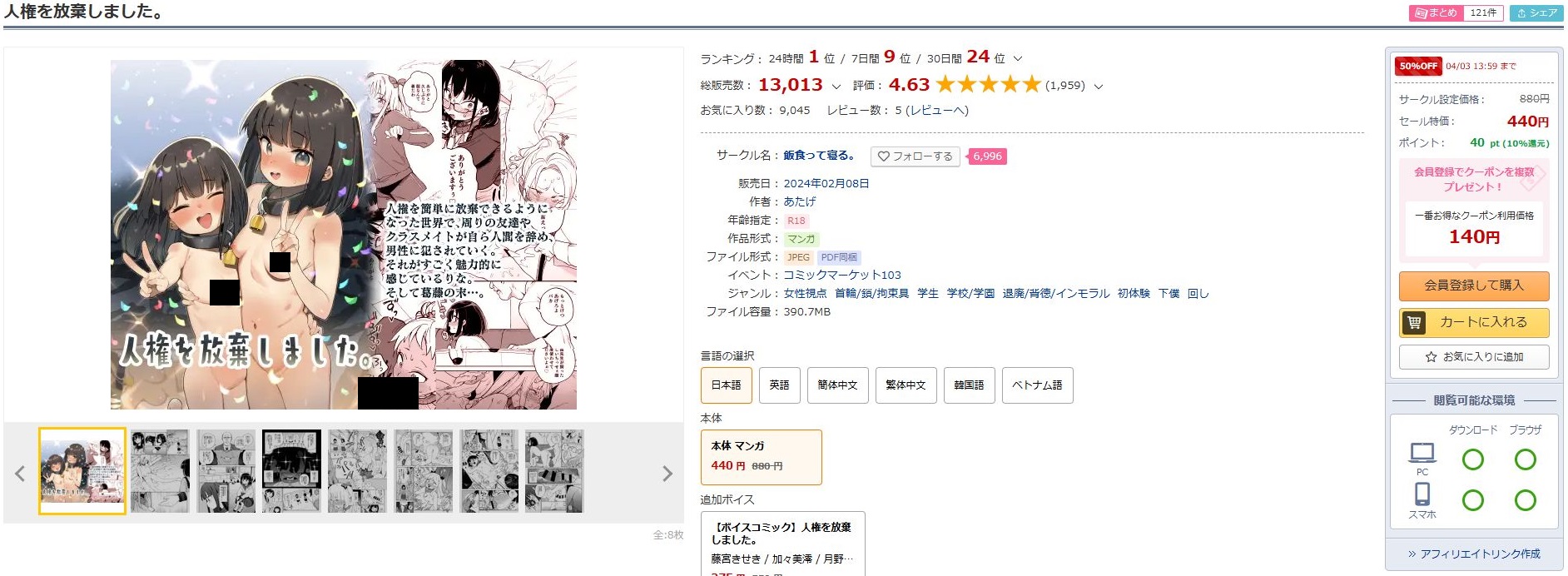 人権を放棄しました。